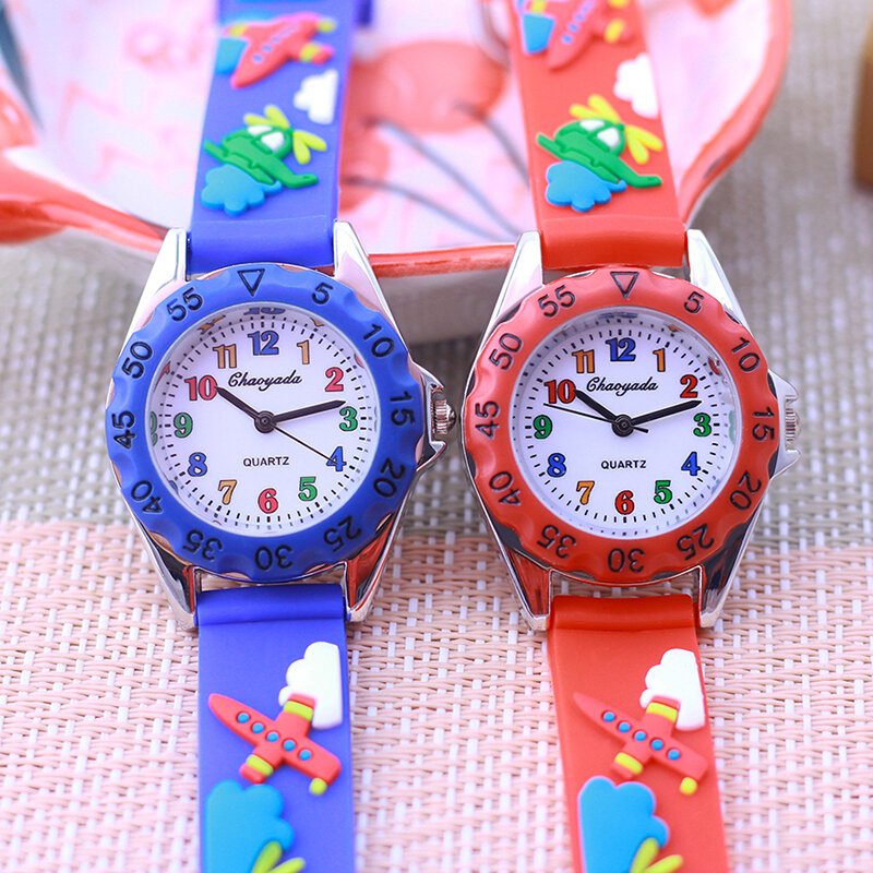 Chaoyada moda dzieci chłopcy dziewczęta 3D samolot w stylu kreskówki kolor cyfrowe zegarki dla dzieci studenci wodoodporne zabawki zegarki do szkoły