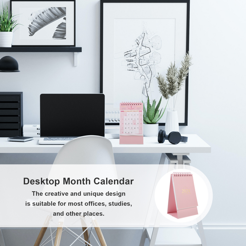 Calendario de escritorio verde para el hogar y la Oficina, calendario con tapa mensual, 2023-2024