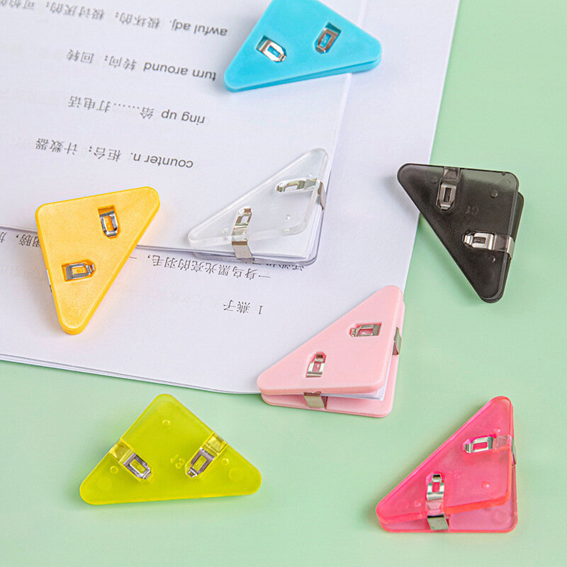 5Pcs/Set Solid Color Triangle Corner Clips Page Holder Paper Clip Office Accessories Photo Clamp School Supplies Stationary