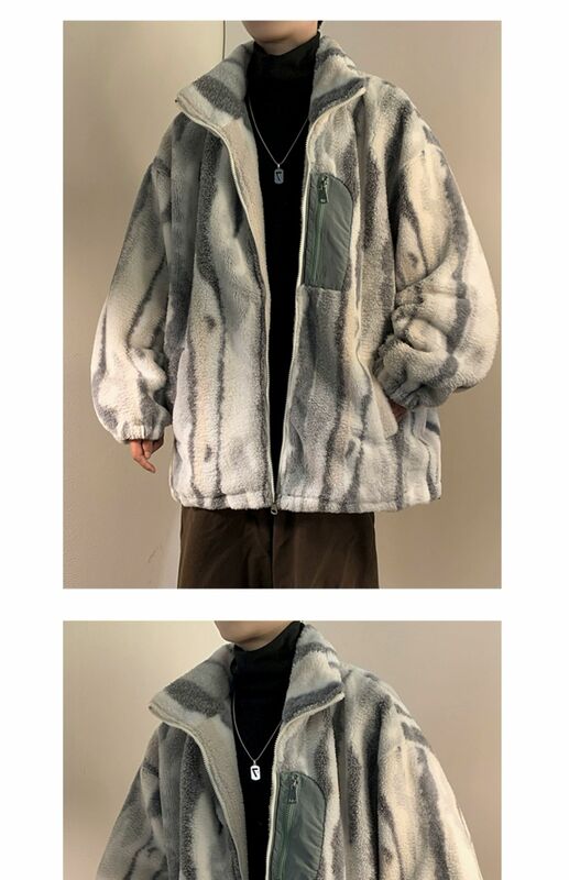 Mantel wol domba untuk pria, jaket katun berlapis bulu tebal, mantel hangat musim gugur dan dingin, mantel bantalan katun kasmir