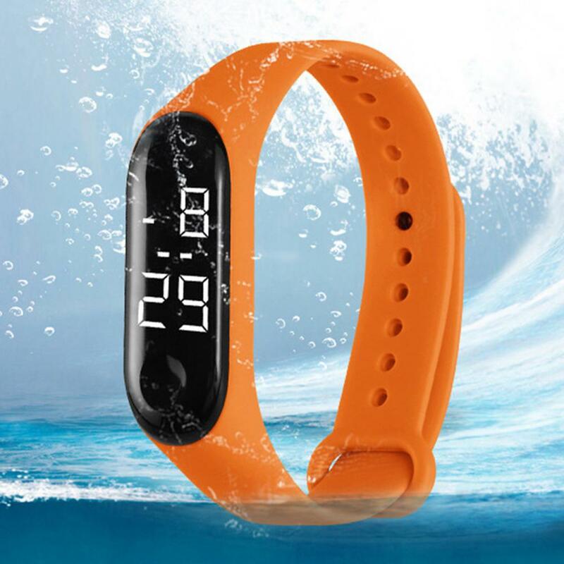 M3 어린이 단색 조절 스트랩 LED 디지털 전자 스포츠 손목 시계, 소년 소녀 시계