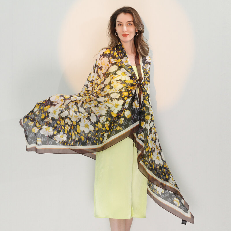 Vrouwen 100% Natuurlijke Zijden Sjaal Dames Puur Zijden Sjaals Wraps Plus Size Sjaals Lang Strand Cover-Ups