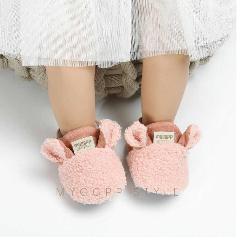 Zapatos de gateo para bebé recién nacido, zapatillas de cordero para niño y niña, zapatillas preandador de piel con orejas de Animal para invierno, primeros pasos