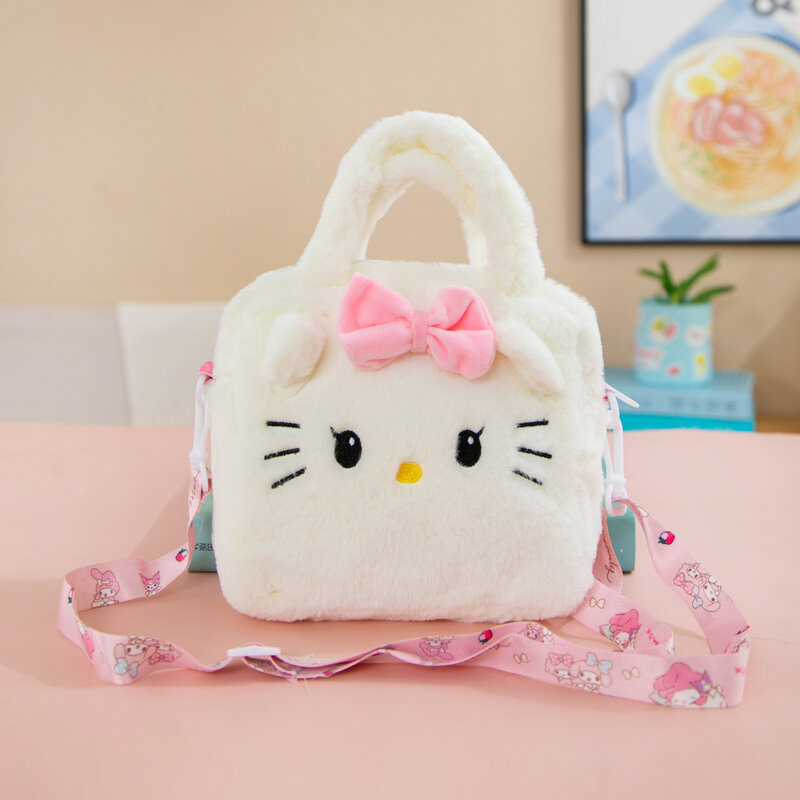 Sanrio-Mochila De felpa Kuromi para niña, bolso de hombro, Cinnamoroll, Melody, Hello Kitty, maquillaje, regalo, venta al por mayor