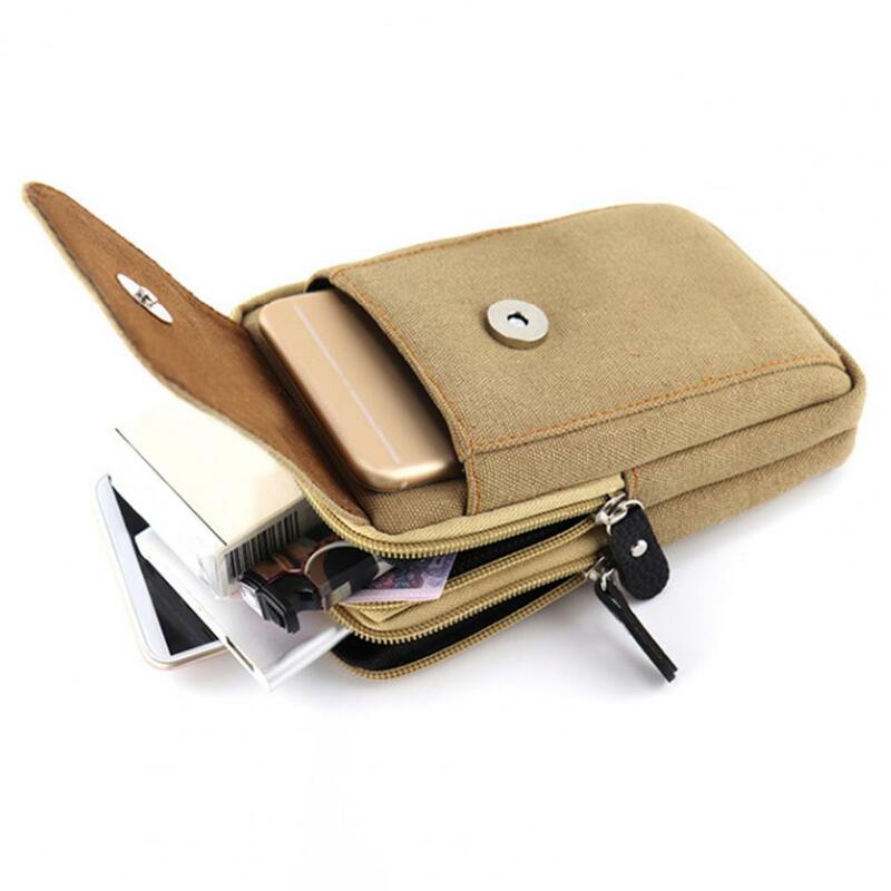패니 팩 스크래치 방지 허리 가방, 멀티 포켓 보관 허리 지갑, 스플래시 방지 야외 허리 팩 지갑, 캔버스 휴대폰 가방