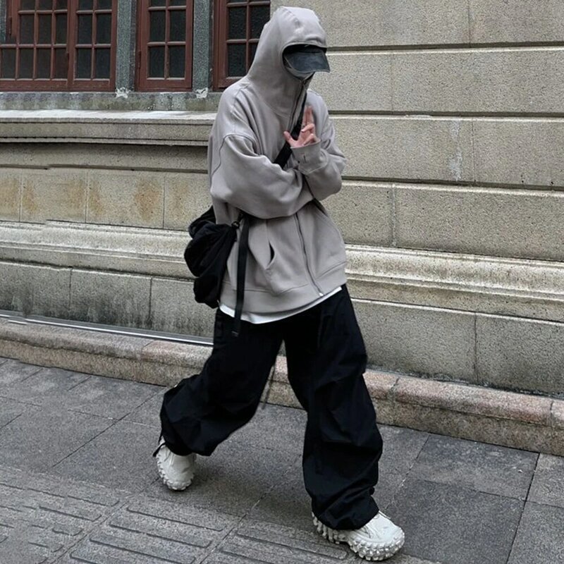 Solto tamanho grande calças casuais masculino y2k street americano calças retas hip-hop perna larga multi-bolso ferramentas esfregando calças