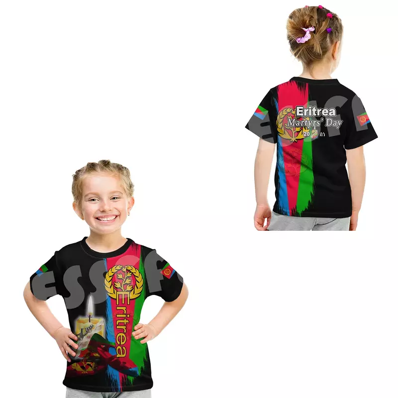 Tessffel Eritrea benutzer definierten Namen Kinder größe anpassen Kinder kleidung 3dprint Sommer lässig T-Shirt Kurzarm T-Shirts Streetwear b