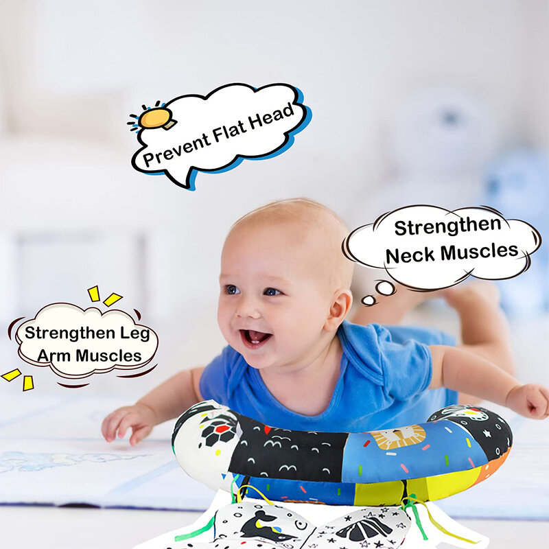 Mainan bantal waktu perut bayi mainan montesori mainan bayi kontras tinggi hitam putih untuk bayi baru lahir 0-6 6-12 12-18 bulan