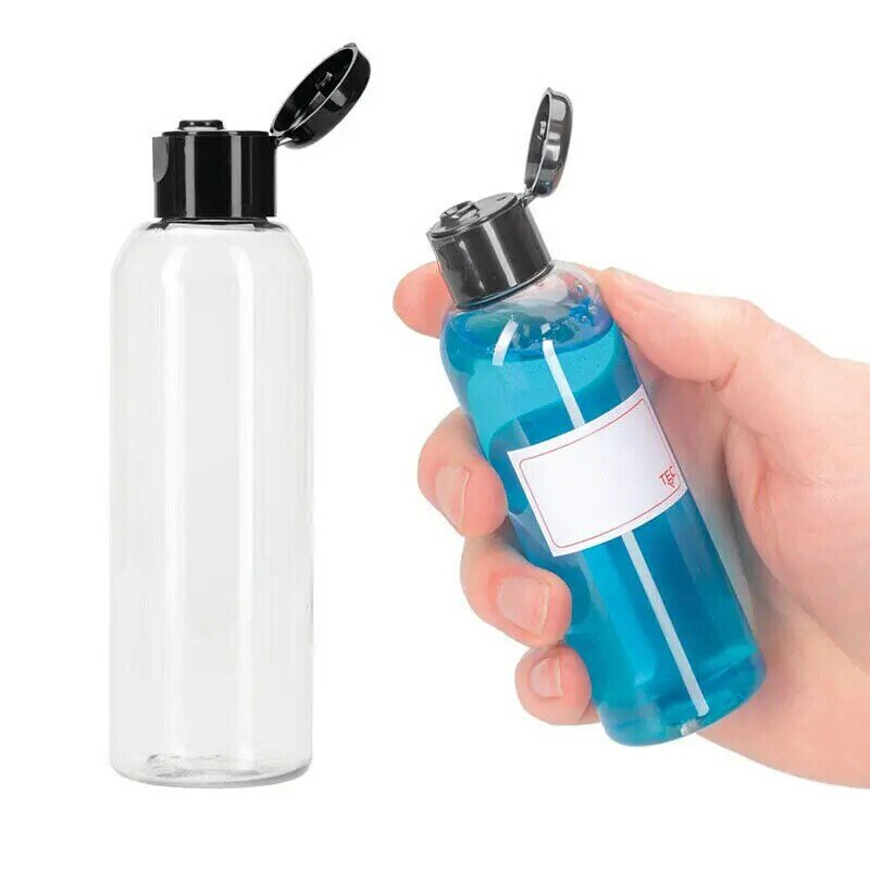 Botellas de viaje de plástico vacías con tapa abatible, envases transparentes para maquillaje, loción líquida con tapa de rosca, 100ml