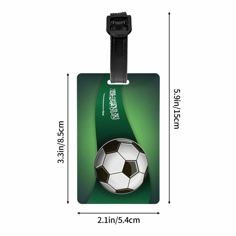 Bendera Arab Saudi dengan sepak bola bagasi Tag untuk koper lucu Tag bagasi penutup privasi Label ID