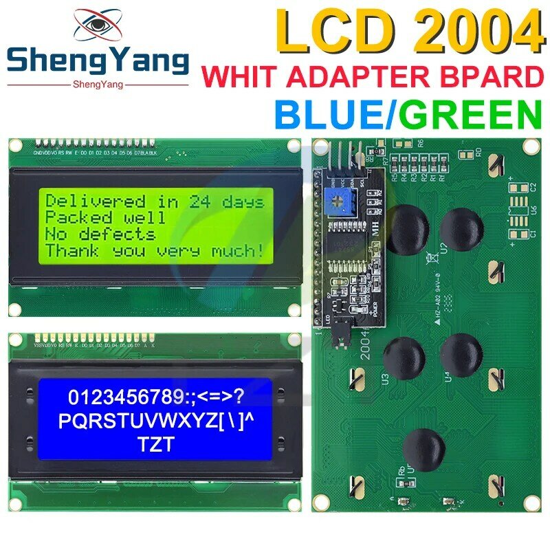 TZT IIC/I2C/TWI 2004 Serial Azul Verde Backlight Módulo LCD para Arduino UNO R3 MEGA2560 20X4, LCD2004