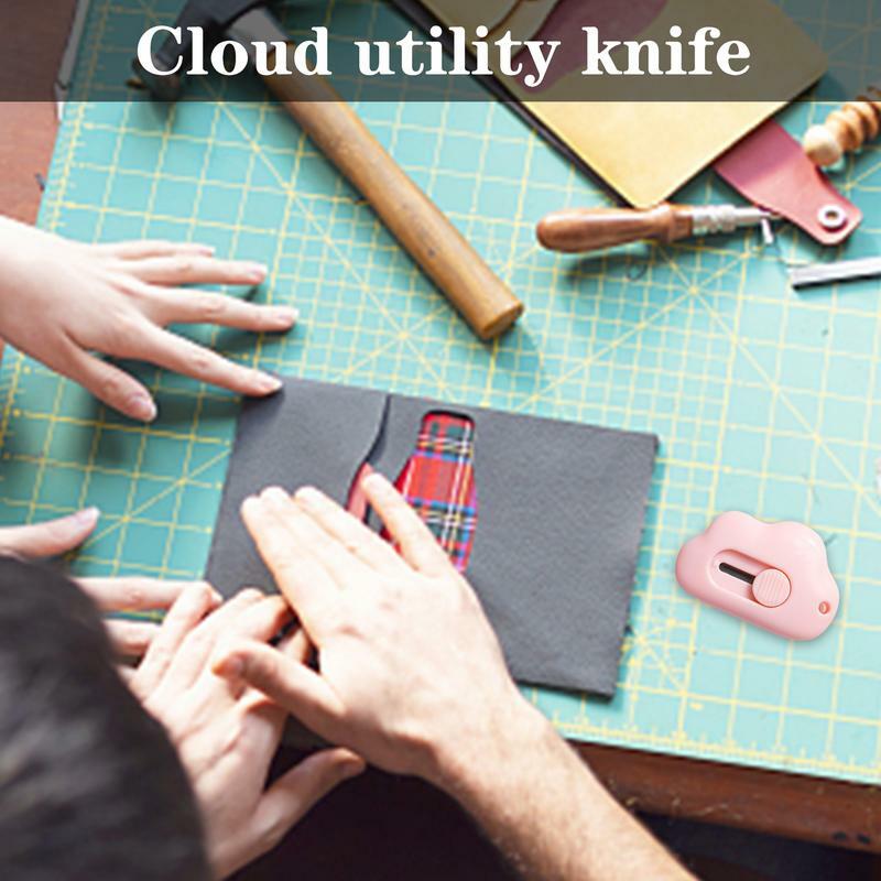 Mini cuchillo de utilidad en forma de nube, cortador de caja, abridor de letras retráctil, abridor de cartón portátil, lindo