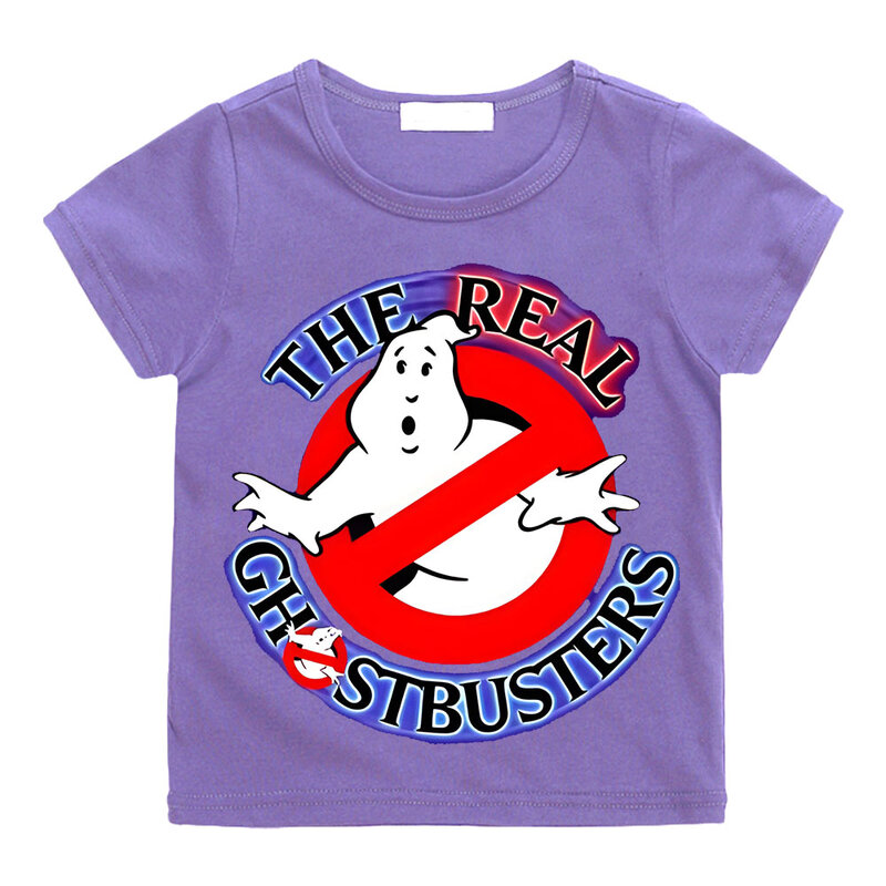 Kaus katun kartun 4-14t anak laki-laki/perempuan musim panas T-Shirt animasi anak-anak lengan pendek gambar kartun lucu ghostster