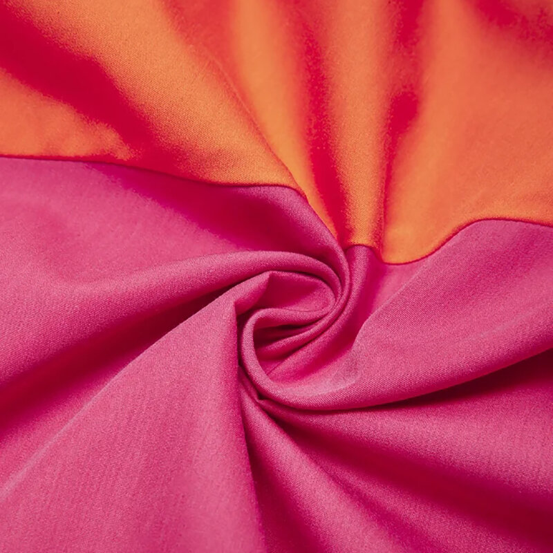 Blouses Women Summer 2024 Orange and Red Elegant Dress Printing Prom Luxury Shirt Dress Loose Turn-Down Collar Pocket Traf Tops