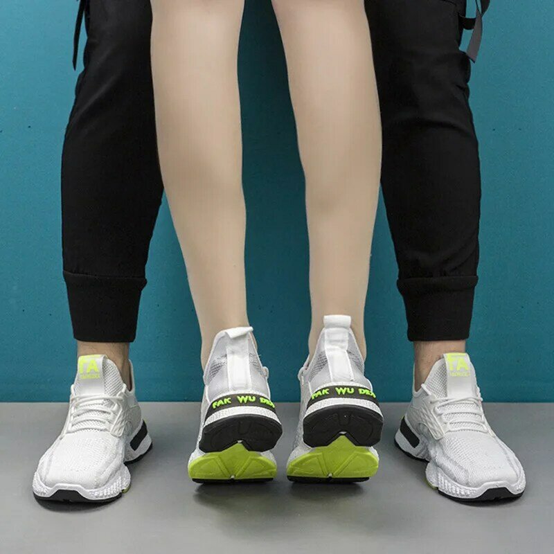 Thu Đông 2022 Người Yêu Thoáng Khí Bay Lưới Sọc Ngụy Trang Thời Trang Thể Thao Giải Trí Chạy Bộ Cặp Đôi Giày