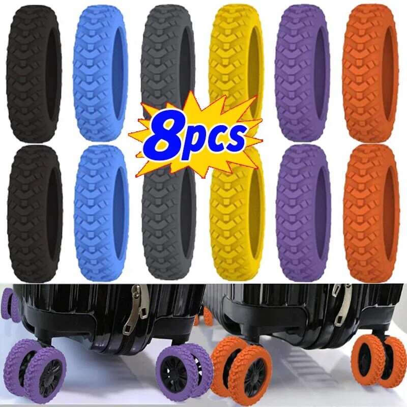 DIY Thicker Luggage Wheels Protector Silicone Travel Rolling Suitcase Reduce Noise Wheel Cover Castor Trolley Sleeve Accessories
