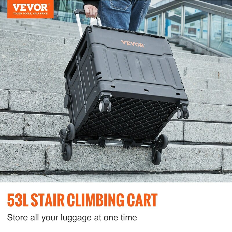 VEVOR-carrito de escalada para escaleras, carrito de compras portátil para acampar al aire libre, con asa telescópica y tapa, 155lbs