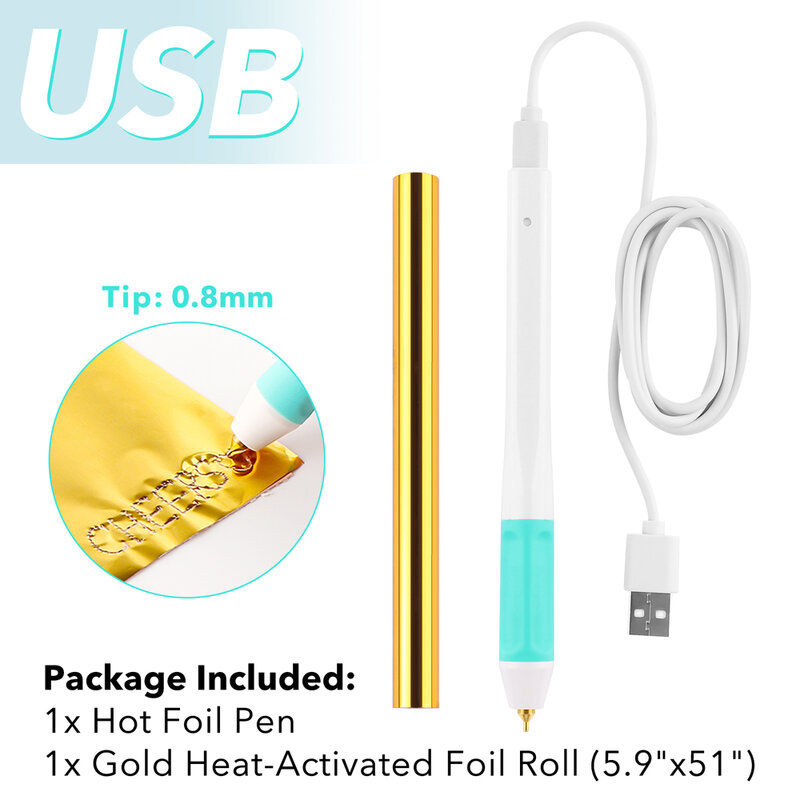ปากกาปากกาขนนกฟอยล์ทนความร้อน USB ขนาด0.8มม. สำหรับกระดาษหนังอุปกรณ์สมุดภาพประดิษฐ์แบบ DIY