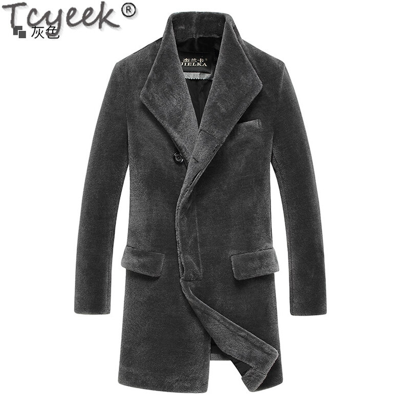 Tcyeek cappotti da tosatura per pecore da uomo giacca di lana moda giacche calde invernali nuovi vestiti da uomo cappotto Casual in Silm Streetwear Abrigos