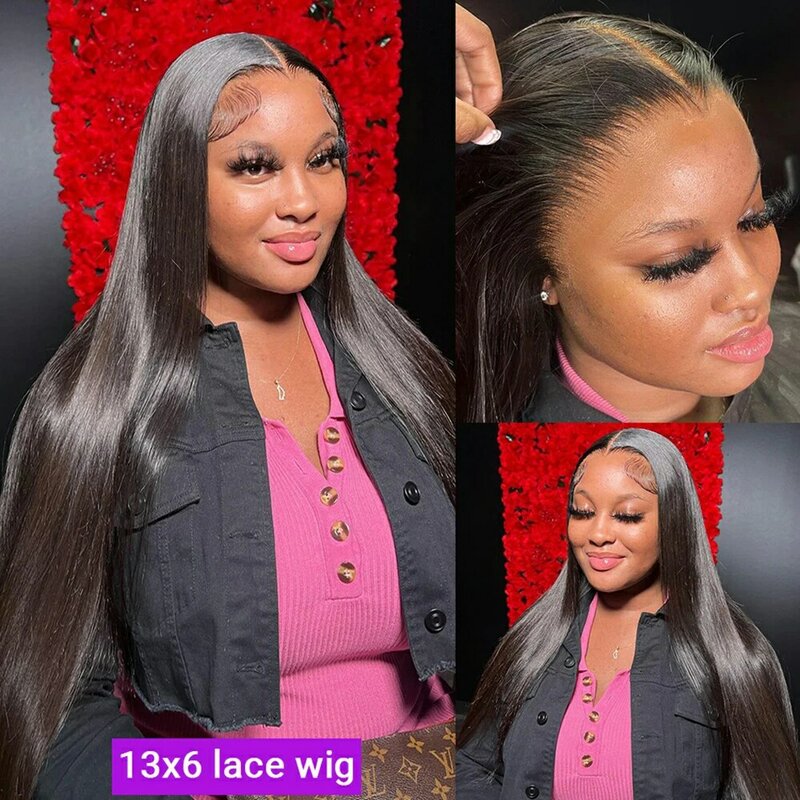 Peluca de cabello humano liso para mujer, postizo de encaje frontal de 30, 40 pulgadas, 13x4, 13x6, 360 de densidad, 4x4, 5x5, cierre sin pegamento, 250