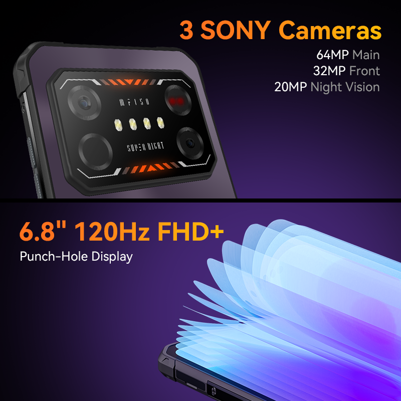IF150 Air1-Smartphone ultra robuste avec vision nocturne, écran 6.8 "FHD + 120Hz, Helio G99, appareil photo 64MP, version globale, 8 Go + 256 Go