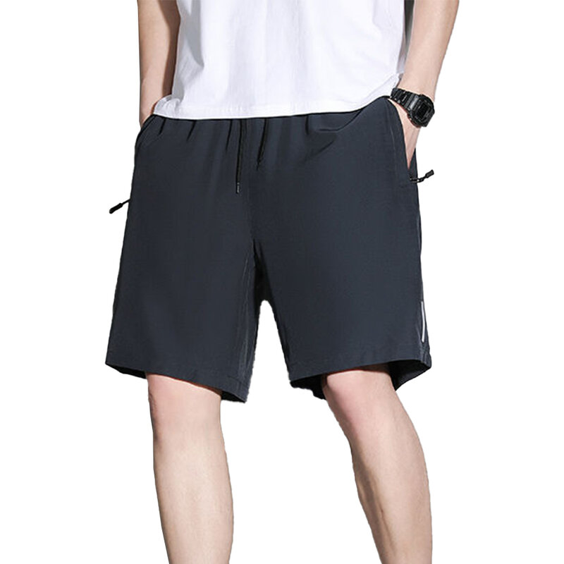 Pantalones cortos de secado rápido para hombre, Shorts informales con cordón para culturismo, senderismo, correr, Color sólido, nuevo y elegante