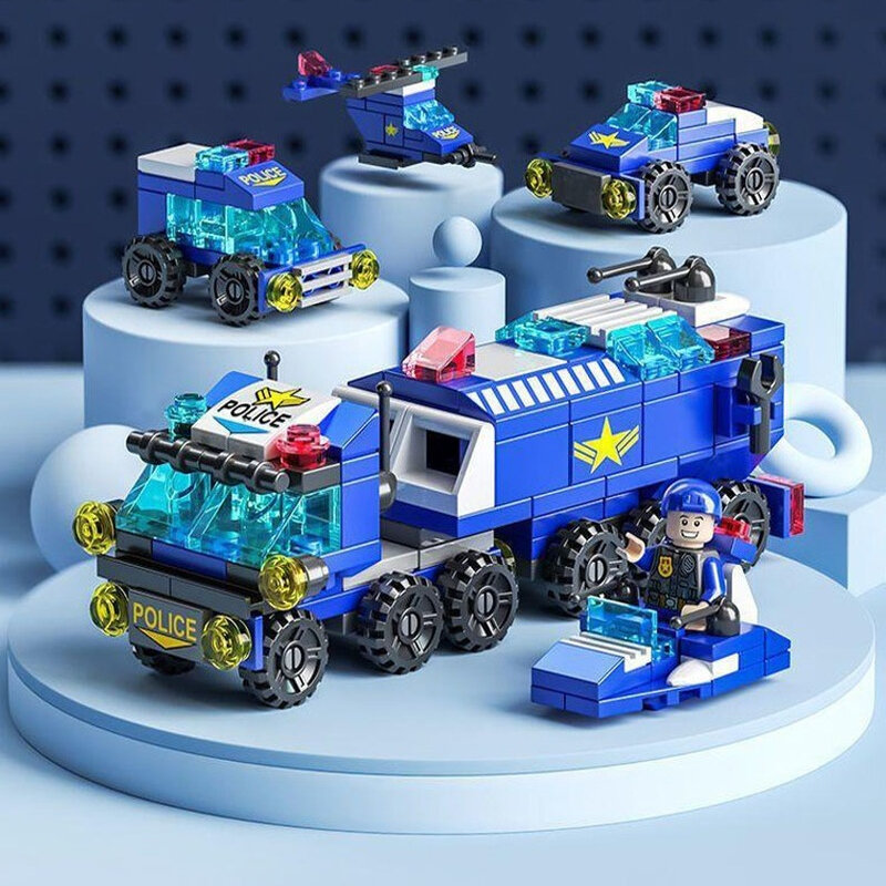 لعبة تجميع الدبابات والسيارات للأطفال ، الجسيمات الصغيرة ، لغز نموذج الشرطة ، هدية عيد ميلاد