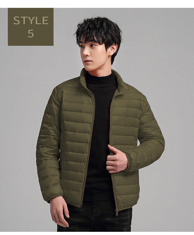 2024 Men's Solid Color Simple Standing Collar Cotton Coat Slim Fit Warm Male Coat Zipper Collar Long Sleeved Clothing Outside