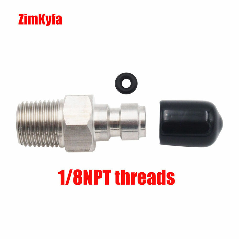 Pneumatic Adapter 8mm Quick Plug Check Valve M8,1/8NPT,1/8BSPP Thread Stainless Steel One Way Foster Filling Nipple Male W/Cap