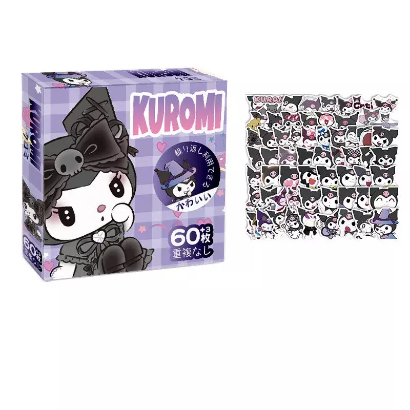 Autocollants Anime Kawaii, Hello Kitty, Kuromi, Cinnamoroll, Pochacco, DIY Staacquering, Cute Cartoon Sticker, Gift, 60Pcs per Box