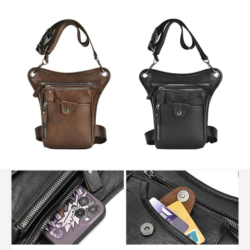 Fashion Men Drop  Waist Pack Leg  Shoulder Bags PU Leather Pouch for Running Hiking Outdoor Riding