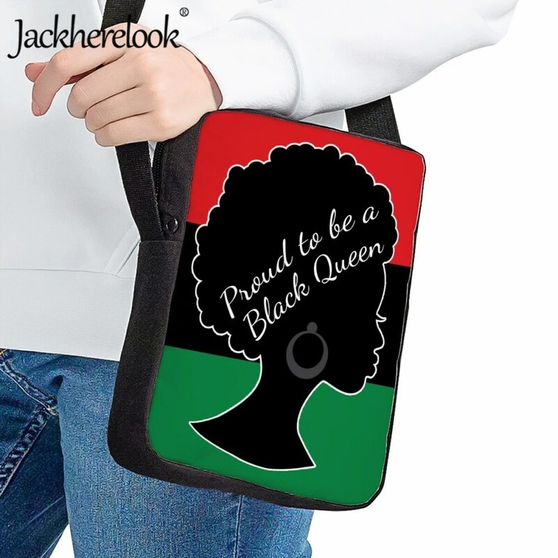 Jackherelook-Black Girl Padrão Imprimir Bolsa de Ombro para as Mulheres, Crossbody Bags, Fashion Art, Senhoras Shopping Messenger Bag, Africano