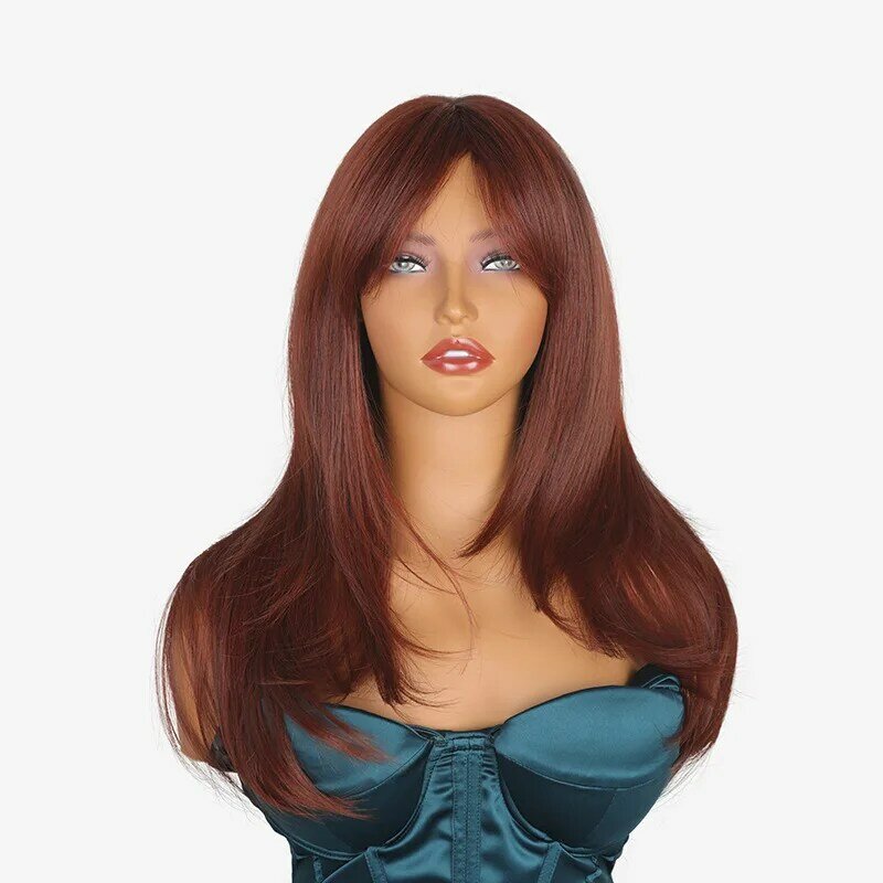 SNQP Wig rambut lurus panjang wanita, Wig BERGAYA BARU untuk pesta Cosplay sehari-hari serat suhu tinggi tahan panas