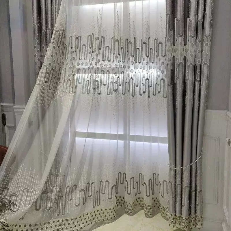 Nowe nowoczesne minimalistyczne haftowane zasłony do salonu sypialnia gabinet francuski europejski styl okno dekoracja zasłony balkonowej