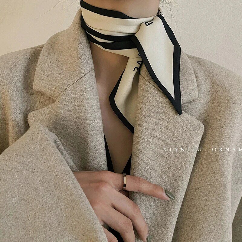 2023 neue Luxus Marke Schal Tarot Frauen Schal Tasche Haar Dünne Silk Schals Design Foulard Halstuch Stirnband Für Damen