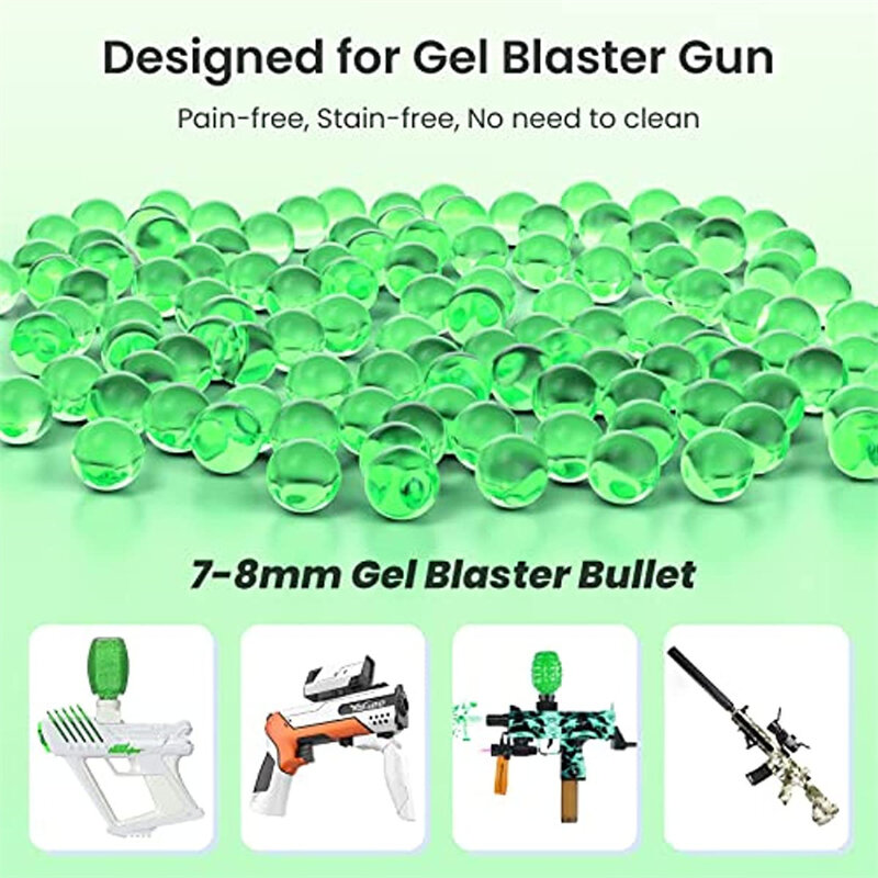 Gel Ammo Water Ball Beads Blaster Refill Splat Bullet 7-8mm Growing Rainbow Hydrogen Gelblast for All Gun Toy Blue Crystal DIY