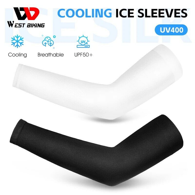 WEST BIKING manicotti in tessuto per il ghiaccio traspirante Quick Dry Running Sportswear protezione solare UV copertura per braccio lungo manicotti da ciclismo