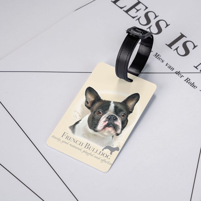 Etichetta per bagagli Bulldog francese personalizzata protezione per la Privacy etichette per bagagli per animali domestici etichette per borse da viaggio valigia