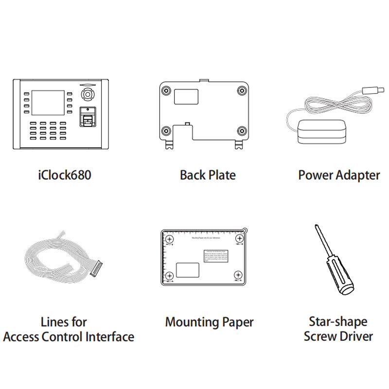 IClock680/660 jam waktu pengenalan sidik jari biometrik dan mesin kontrol akses opsional pembaca kartu RFID