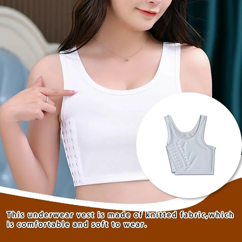 Women Breathable Chest Breast Binder Side Buckle Short Vest Tops Chest Binder Underwear Tank Tops Wireless Chest Wrap Bandage