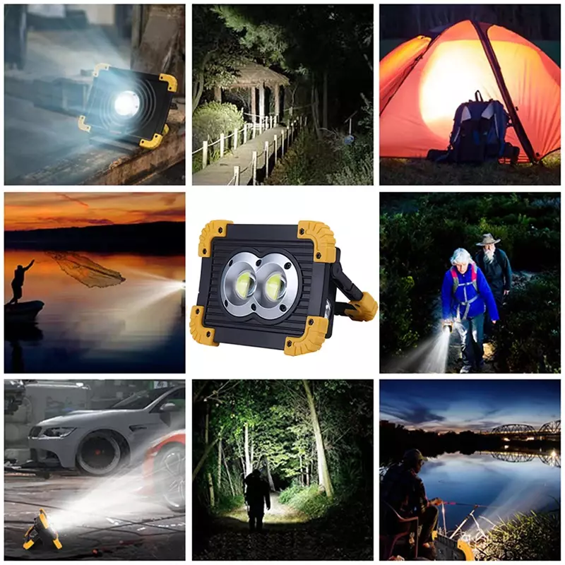 USB Rechargeable Led Work Light Led Portable Spotlight for Outdoor Camping Lamp Led Flashlight USE2* 18650 battery