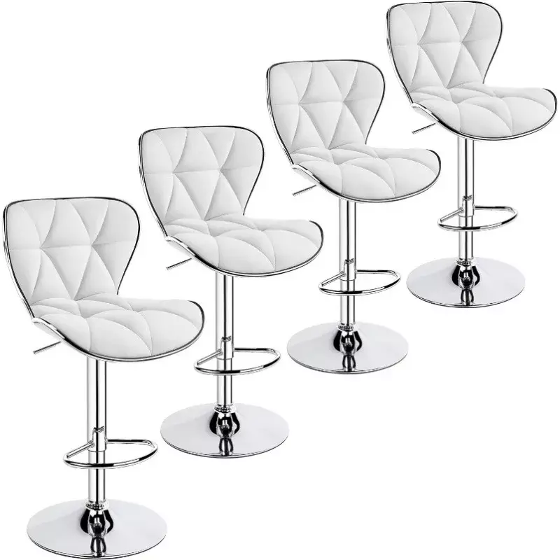 Krzesła wyspowe stołki barowe zestaw 4 krzeseł nowoczesny Bar regulowana skóra z PU stołki obrotowe krzesło z tylnymi stołkami