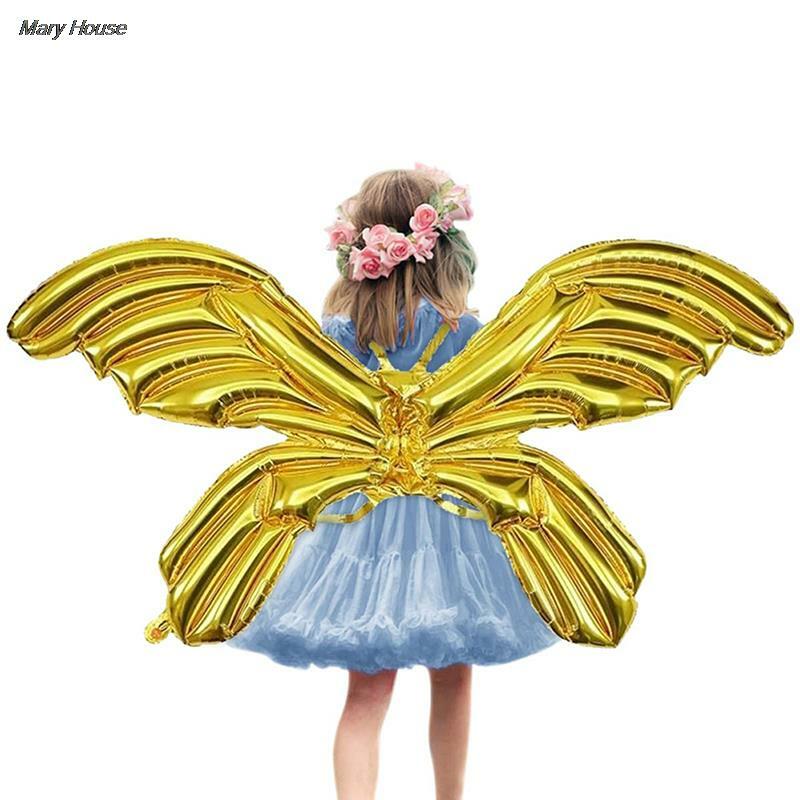 3D 나비 호일 풍선, 대형 천사 날개 풍선, 나비 요정 풍선, 소녀 생일 결혼식, 122x89cm, 1 개