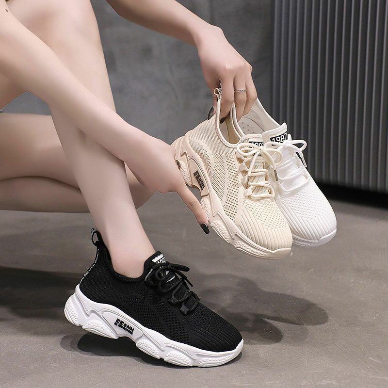 Sneakers Wanita Baru 2023 Sepatu Kasual Wanita Hak Tinggi Musim Panas Musim Gugur Sepatu Platform Wedges Wanita Sepatu Pelatih Sol Tebal Wanita