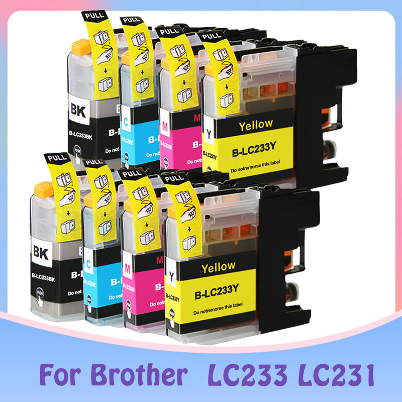Cartucho de tinta compatível com impressora colorida premium, apto para Brother, MFC-J5720, J4120, J4620, J5320, DCP-J562DW, MFCJ480DW, LC231, LC233