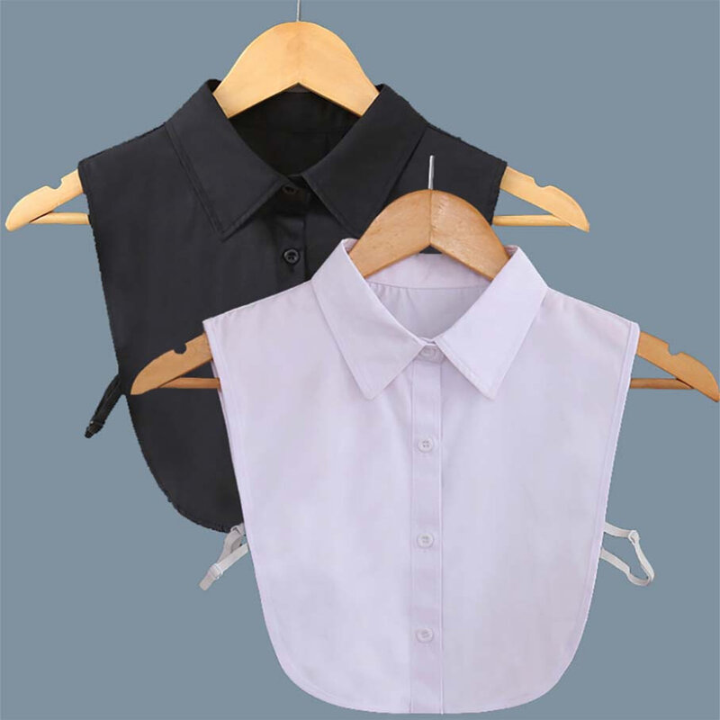 Camisa de solapa desmontable de algodón para mujer, cuello falso, blusa falsa de Color sólido, ropa de cuello, suéter, accesorios de ropa