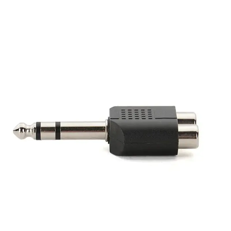 TRS Stereo Jack Macho para 2 RCA Fêmea Plug Y Splitter Adaptador, 6,35mm, 1/4"