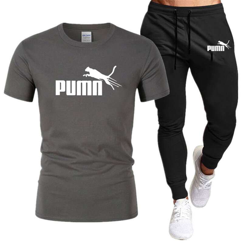 Conjunto de camiseta y pantalón en algodón para hombre, ropa de descanso, Fitness, Jogging, 2 piezas, Colección Nouvelle