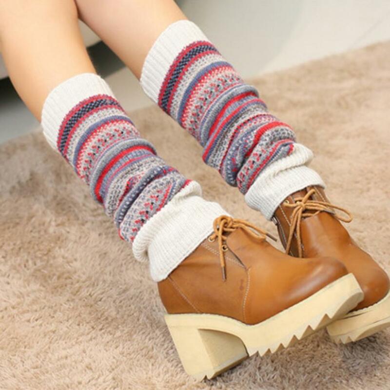 Calentadores de piernas lavables con puños acanalados para mujer, calcetines elegantes para botas, otoño e invierno, 1 par