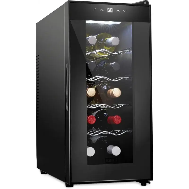 Schécké-Refrigerador e resfriador termoelétrico de vinho, adega com display digital de temperatura, vinho tinto e branco, bancada, 10 garrafas
